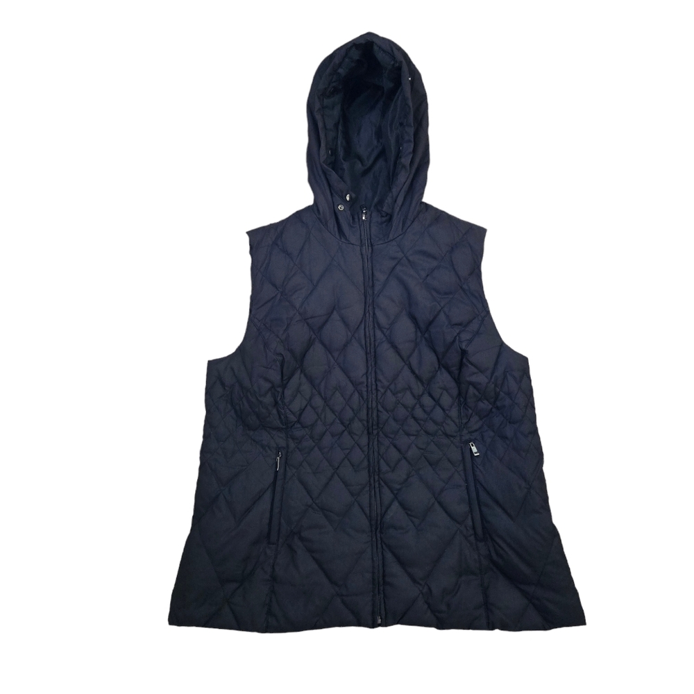 Lane Bryant Black Quilted Hooded Vest